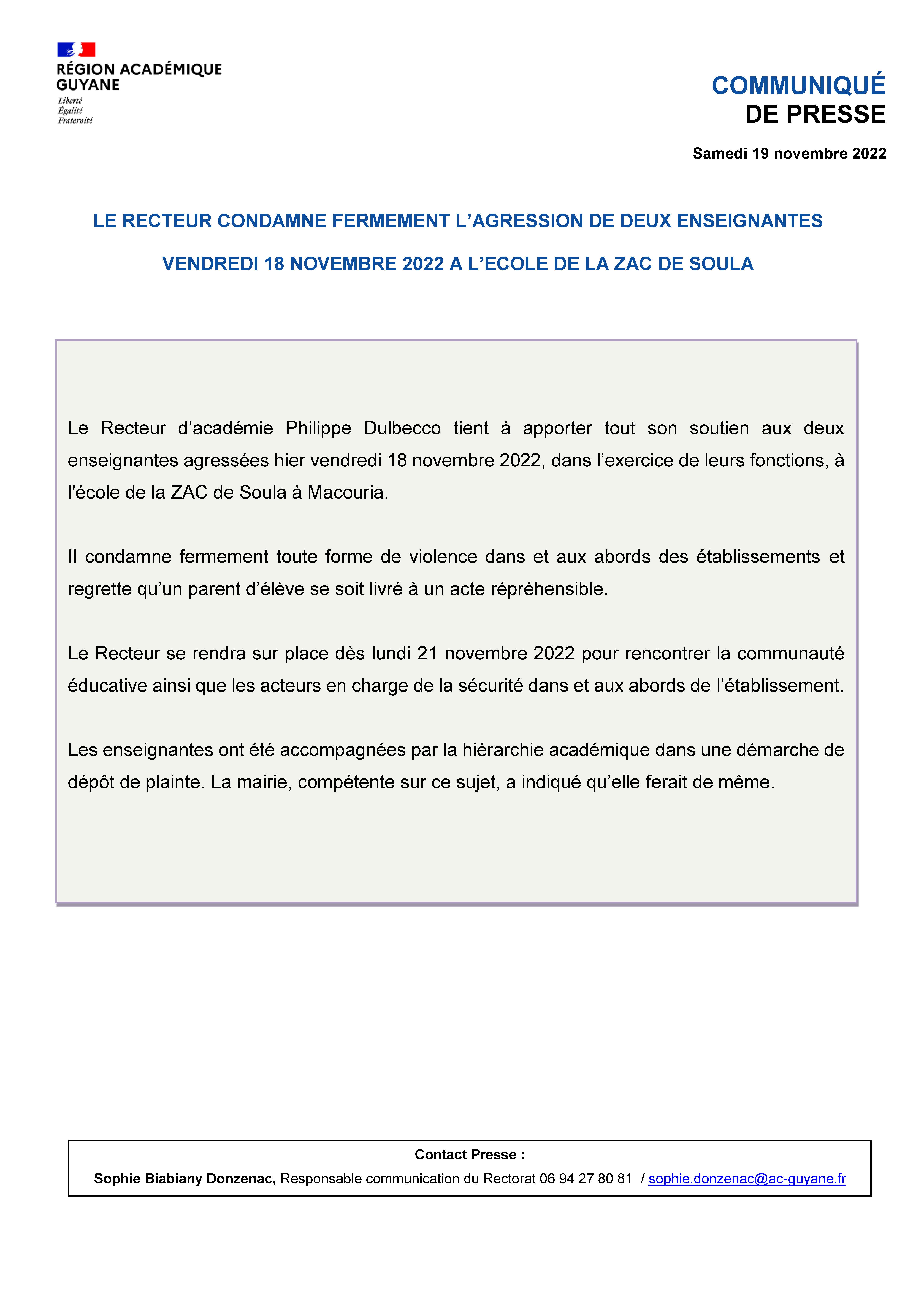 CP - Agression Enseignantes Soula