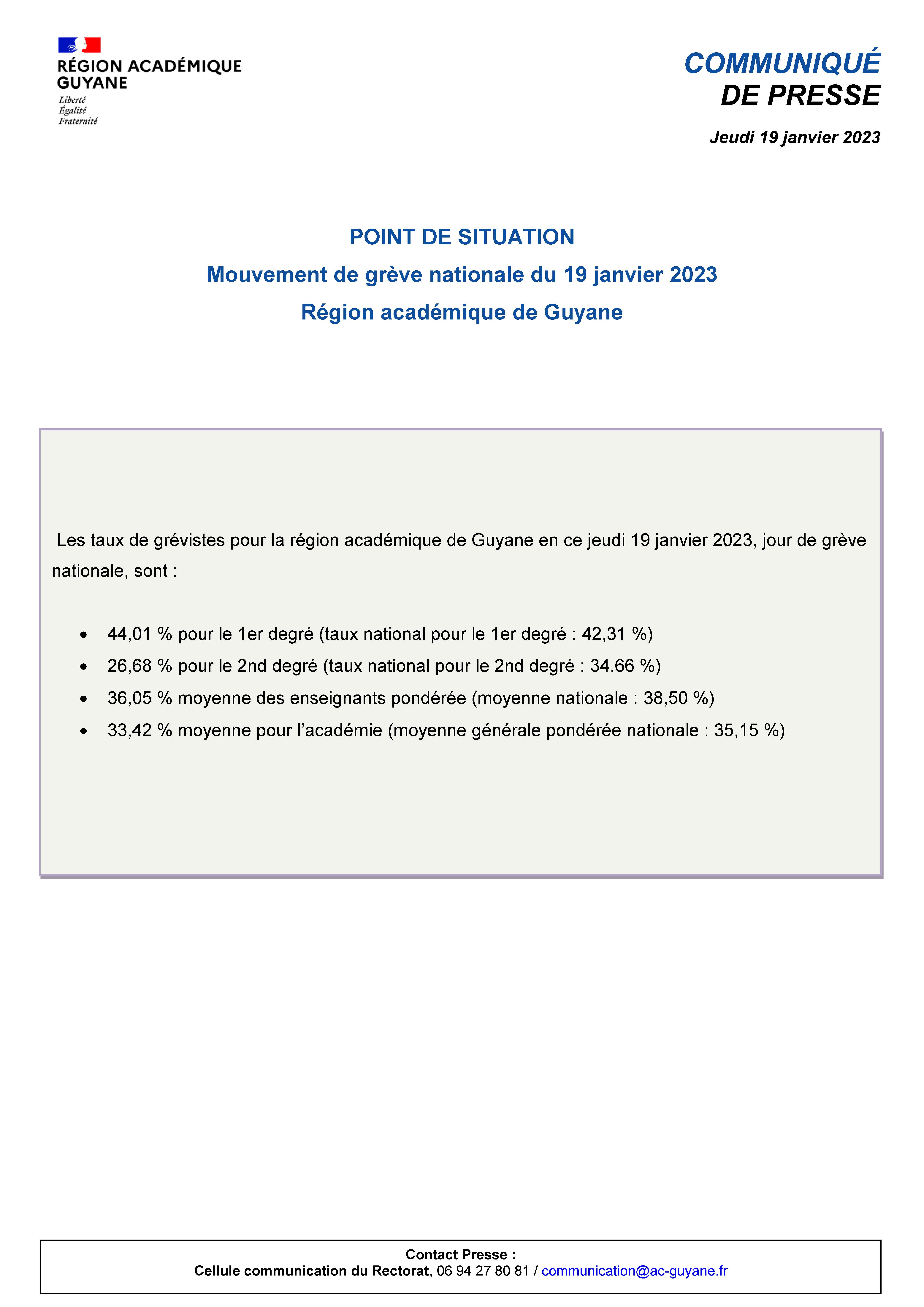[CP] Point de situation - chiffres mouvement de grève du 19/01/23