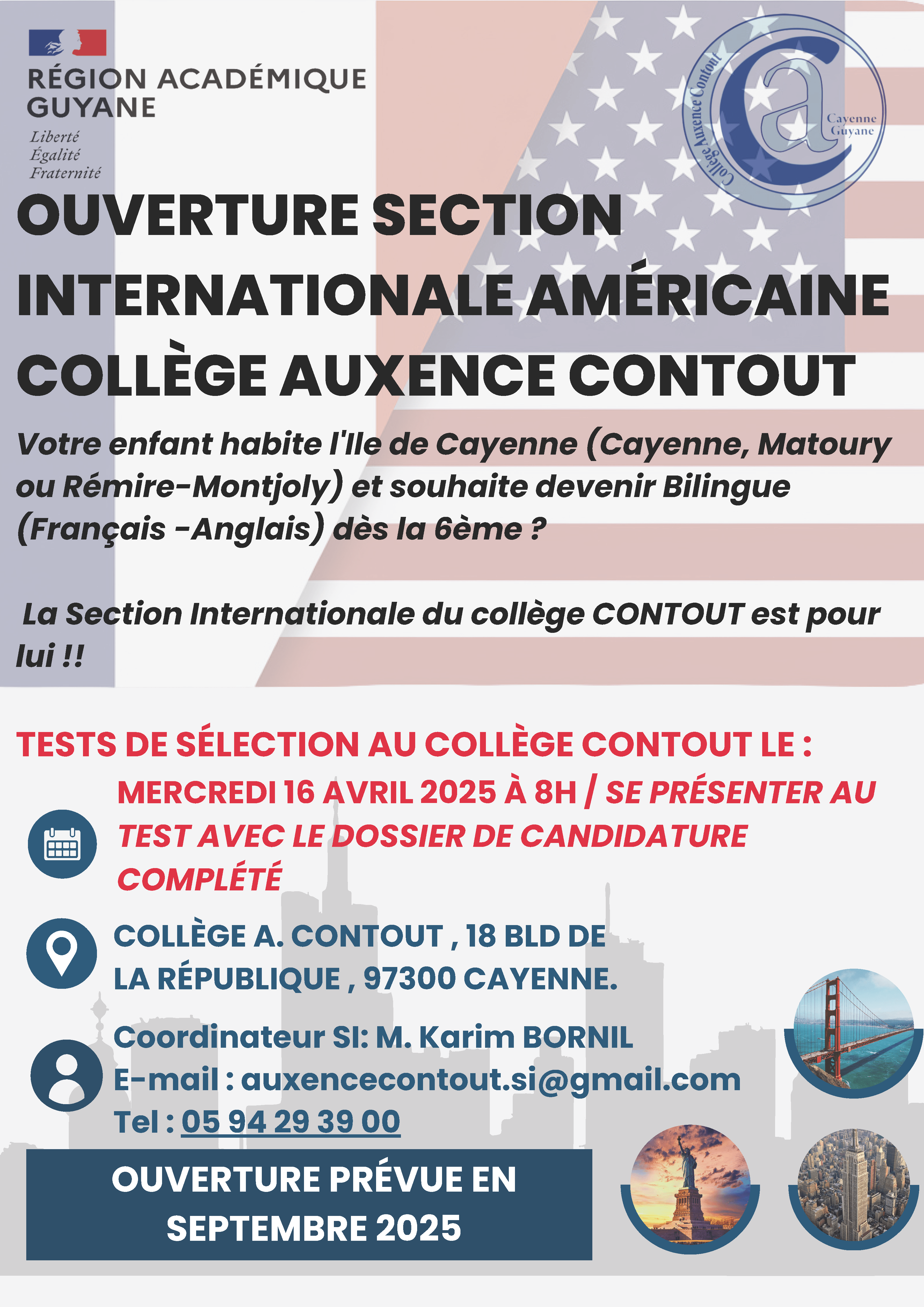 Affiche - Ouverture Section Internationale Américaine - Auxence Contout