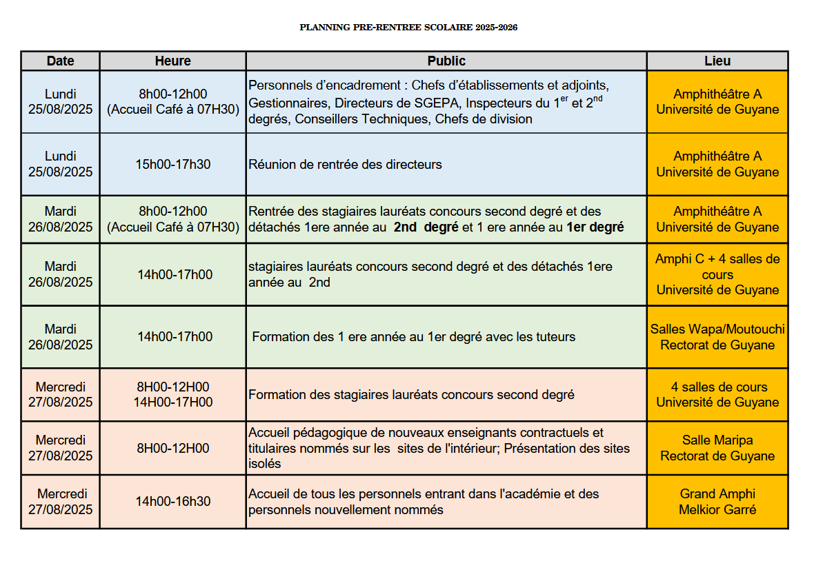 PLANNING PRE-RENTREE 2025/2026