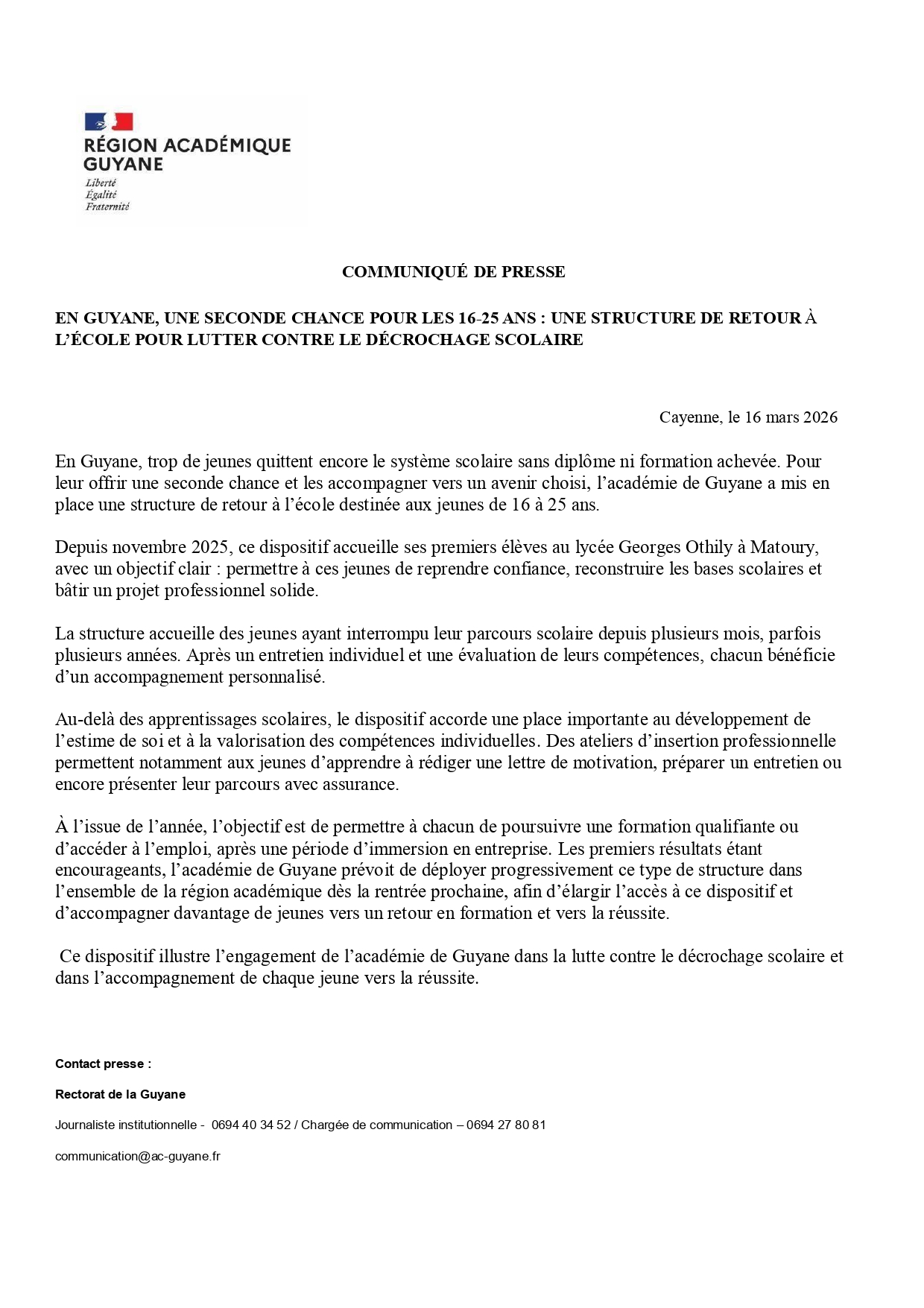 Une seconde chance pour les 16-25 ans