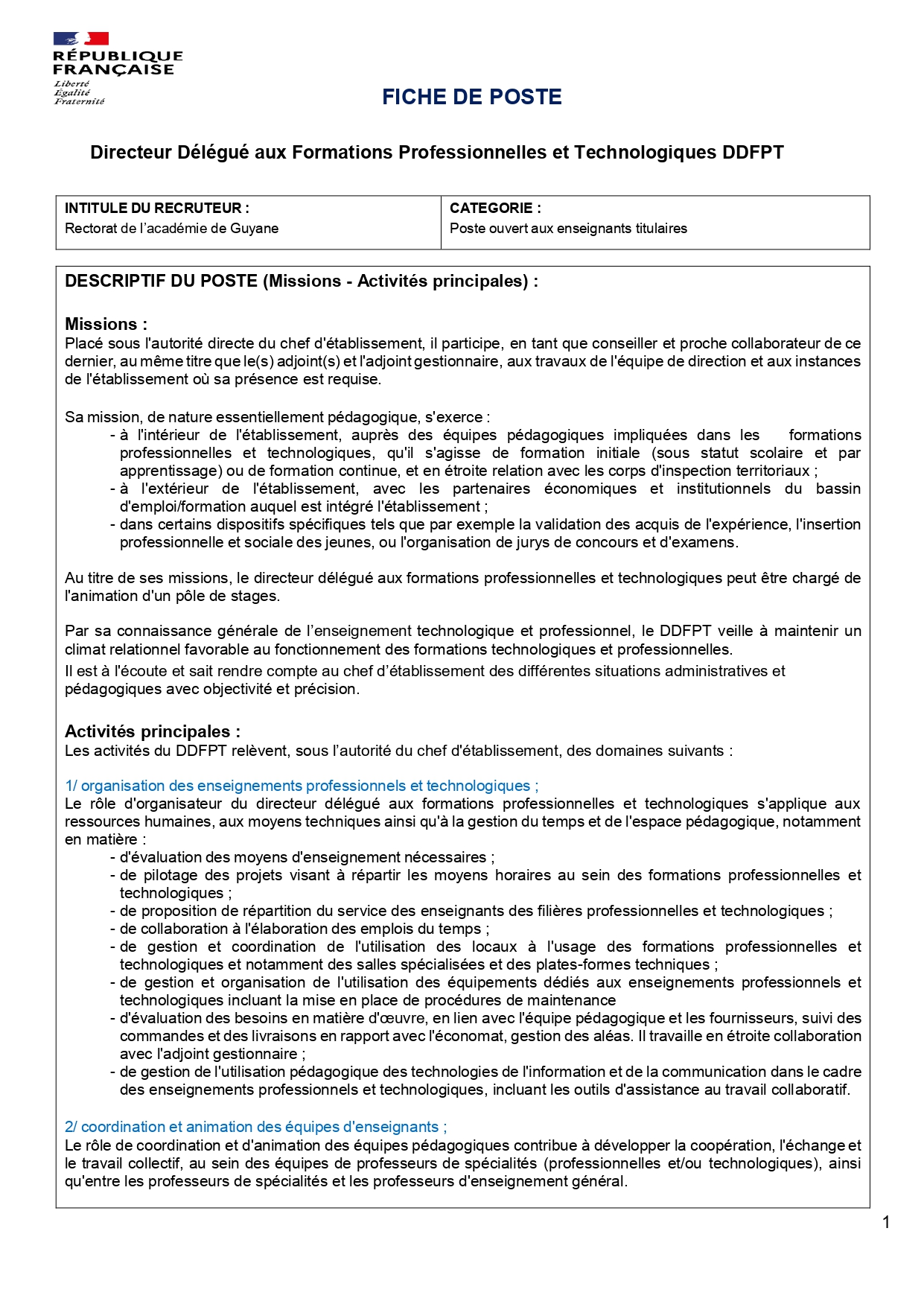 Faisant fonction DDFPT 1