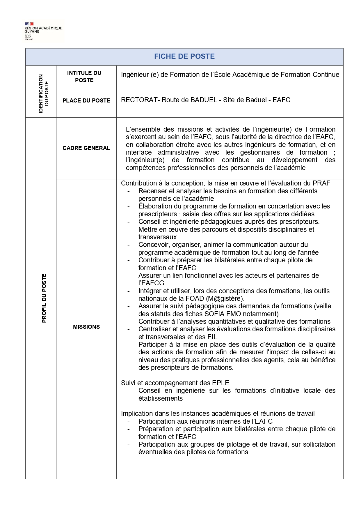 Ingénieur (e) de Formation de l’École Académique de Formation Continue 1
