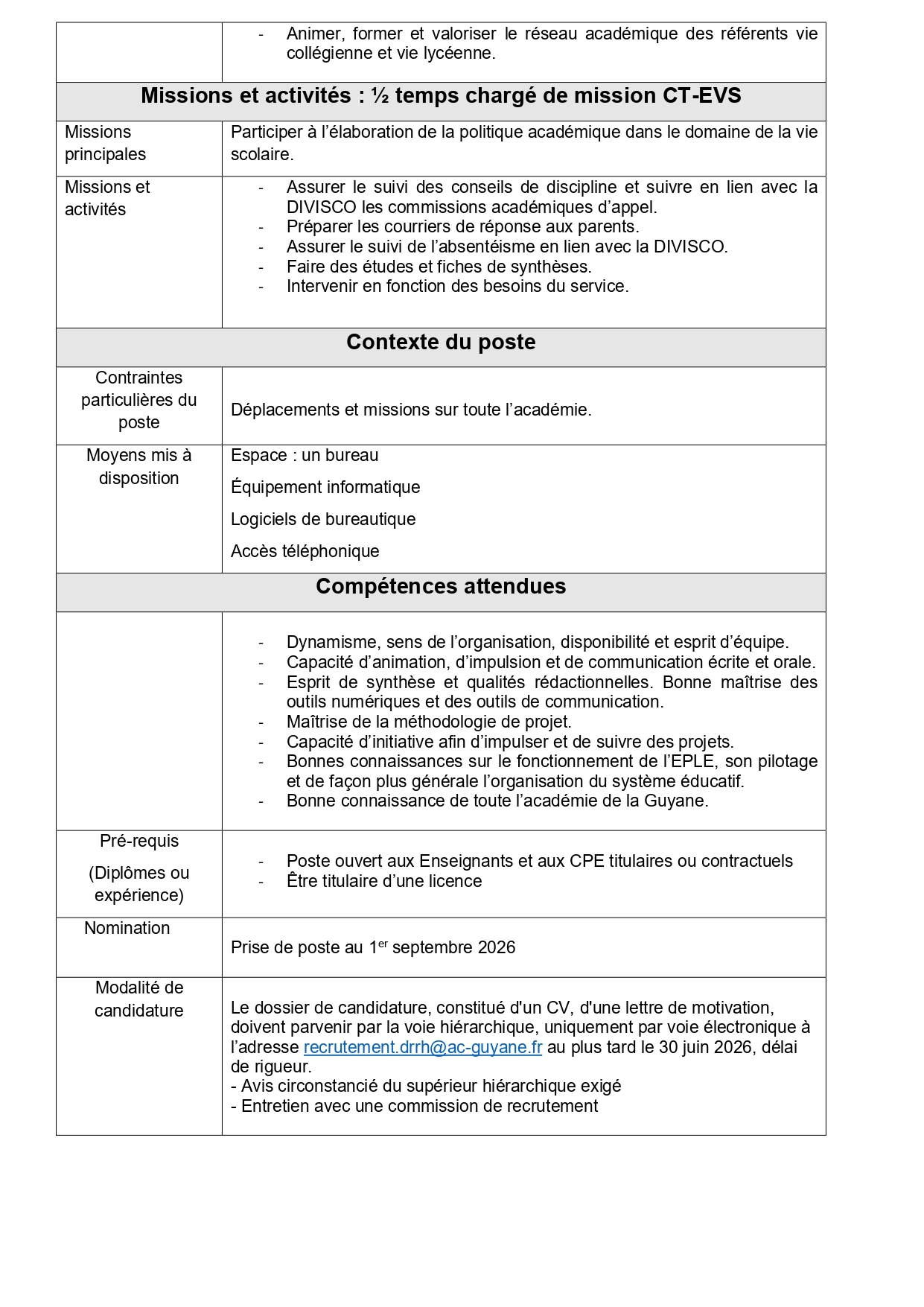 Temps complet - 50% DAVLC et 50% Chargé(e) de mission EVS 2