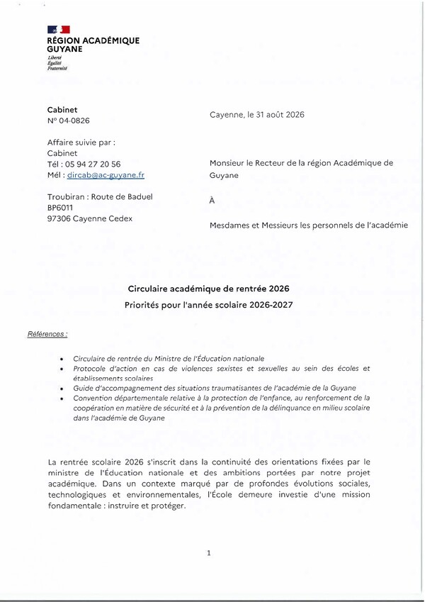 Circulaire académique de rentrée 2026